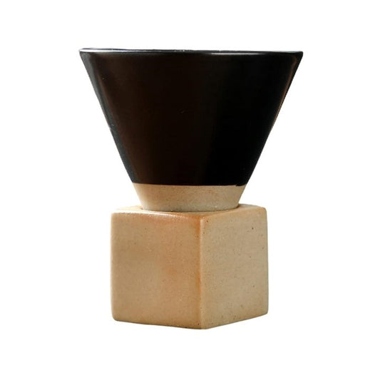 Reverse Pyramid Ceramic Coffee Cup [Raven Black]