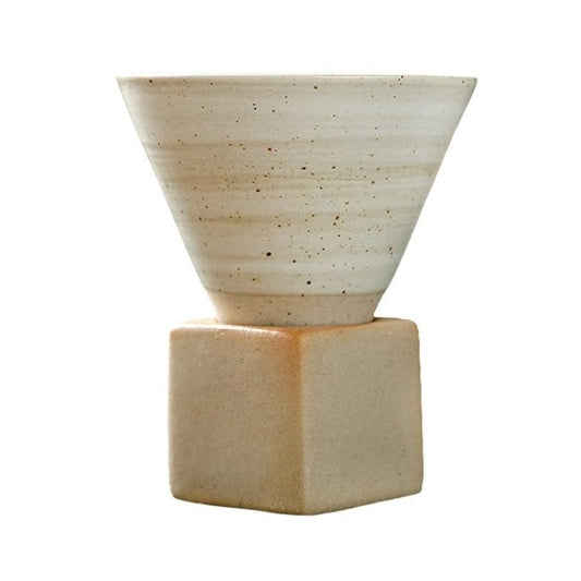 Reverse Pyramid Ceramic Coffee Cup [Dirty White]