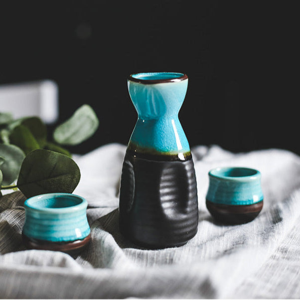 Sake Bottle and Cup Set [Ice Crack]