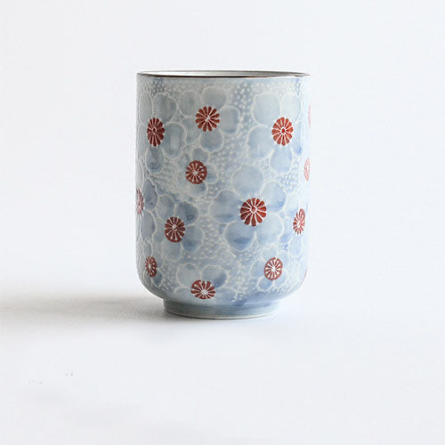 Hand Painted Blue Yunomi Tea Cup [Sakura]