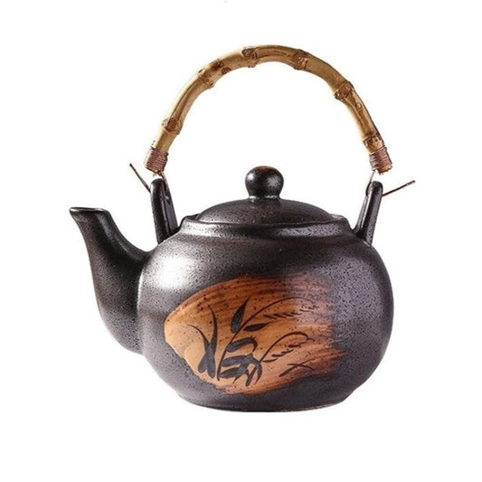 Top Handle Wheat Grass Ceramic Teapot