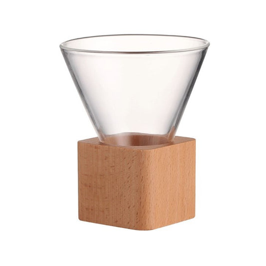 Wooden Base Reverse Pyramid Coffee Cup