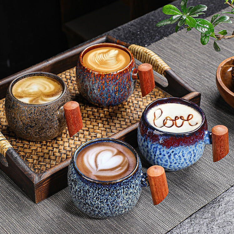 Wooden Handle Kiln Change Coffee Mug [Glacier]
