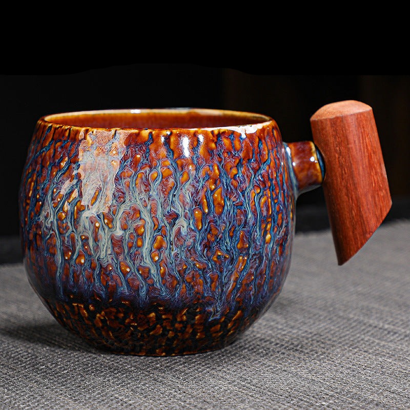 Wooden Handle Kiln Change Coffee Mug  [Lava]