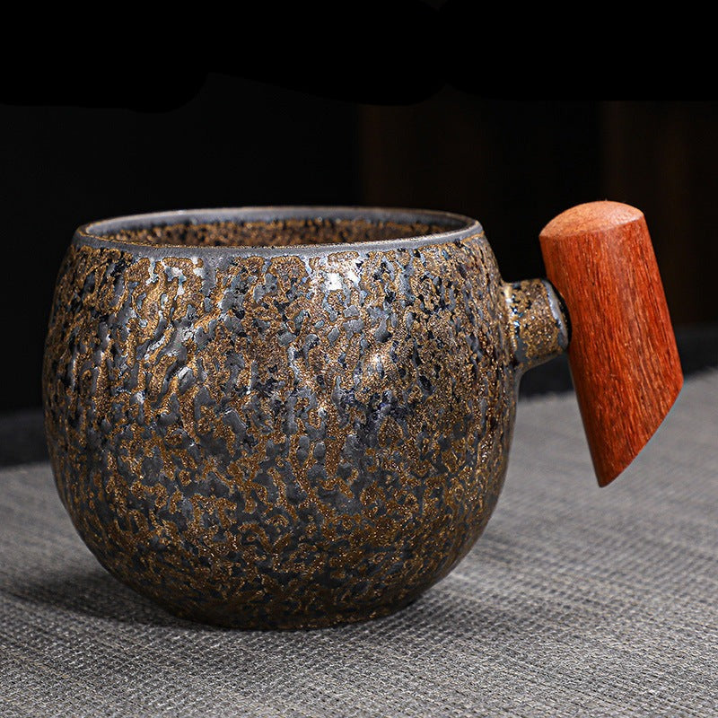 Wooden Handle Kiln Change Coffee Mug [Spotted Gold]
