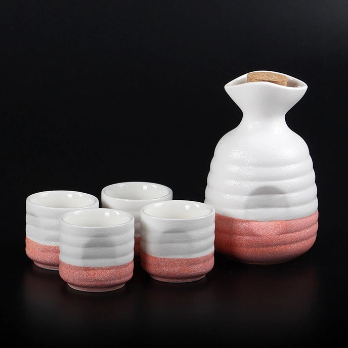 Sake Bottle and Cup Set [Snow-Shape Enamel]