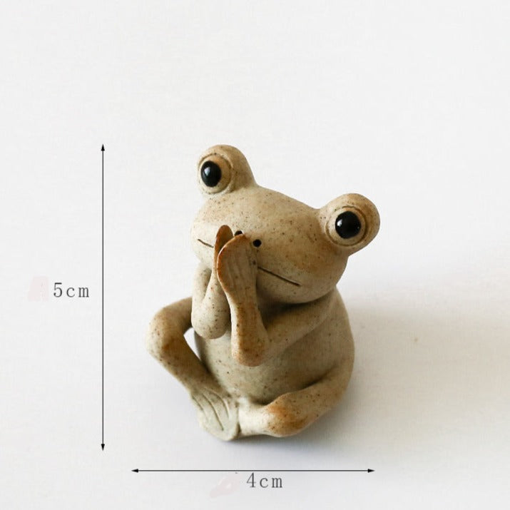 Frog Buddhist Clay Figurine Tea Pet