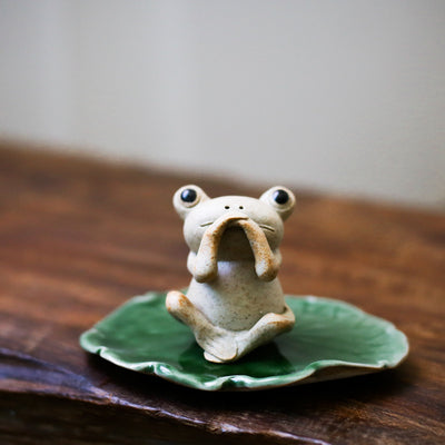 Frog Buddhist Clay Figurine Tea Pet