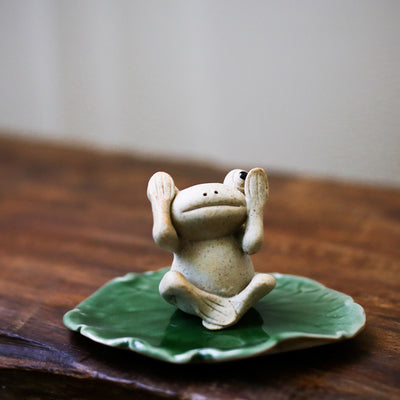 Frog Buddhist Clay Figurine Tea Pet