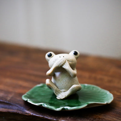 Frog Buddhist Clay Figurine Tea Pet