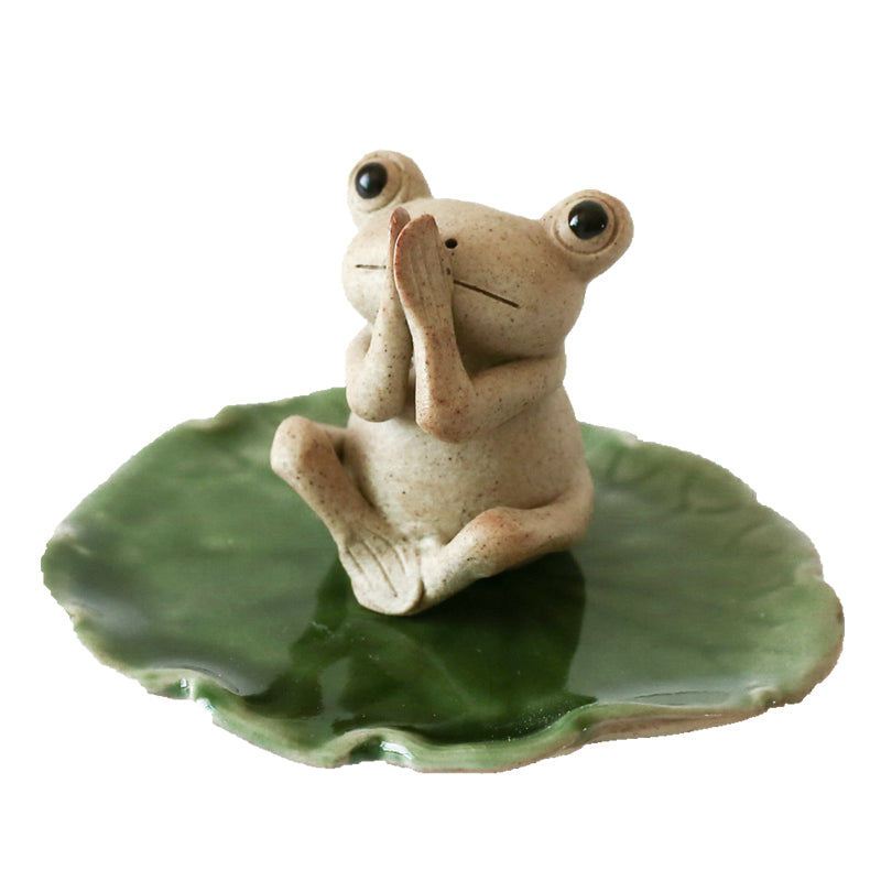 Frog Buddhist Clay Figurine Tea Pet