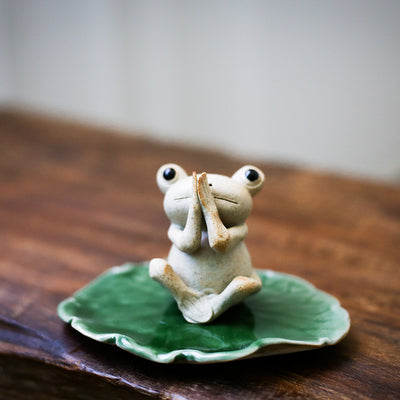 Frog Buddhist Clay Figurine Tea Pet