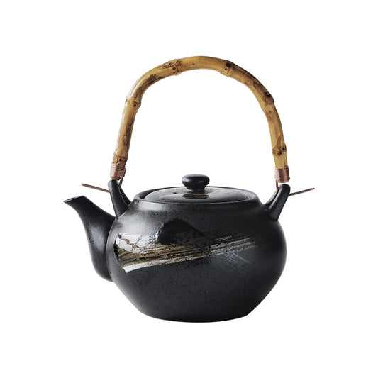 Top Handle Golden Lining Porcelain Teapot