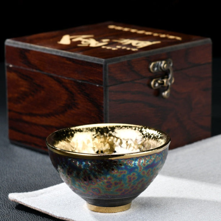 Golden Kiln Change Color-glazed Ceramic Tea Cup [Rain Hat]