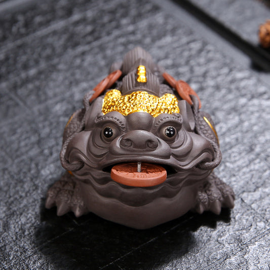 Three-legged Toad Clay Figurine Tea Pet