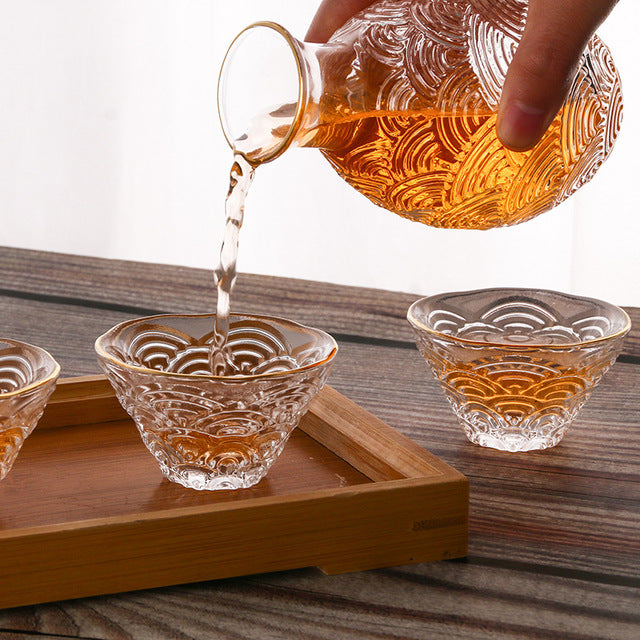 Japanese Wave Glass Sake Set