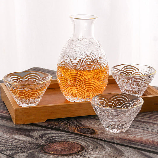 Japanese Wave Glass Sake Set