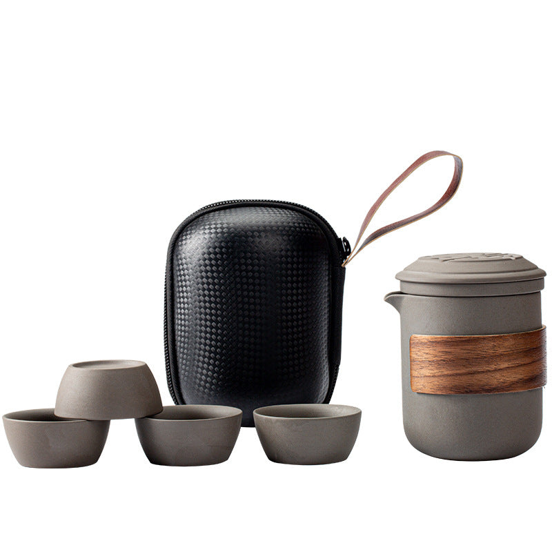 Traditional Travel Tea Set Mini Travel Ceramic Tea Pot Set for Office Home