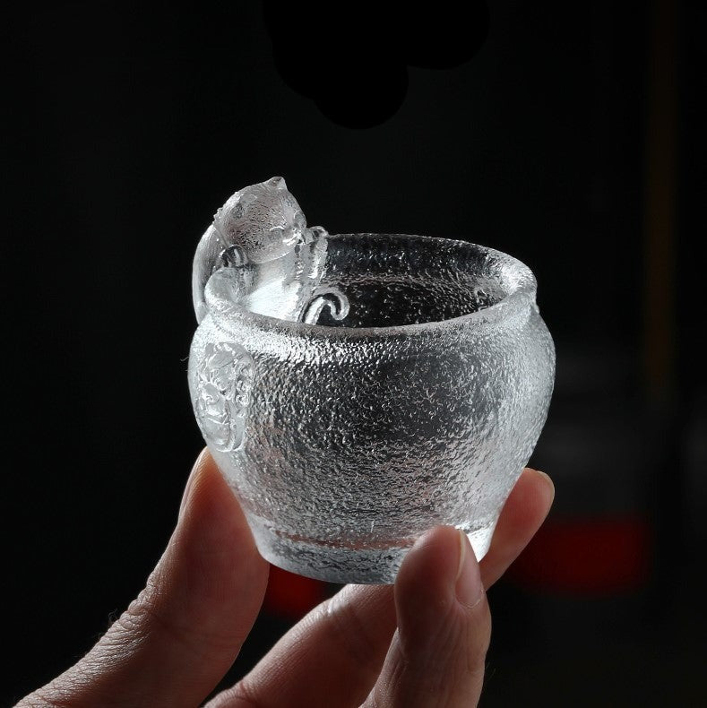 Handcrafted Glass Sake Cup [Cat Spirit]